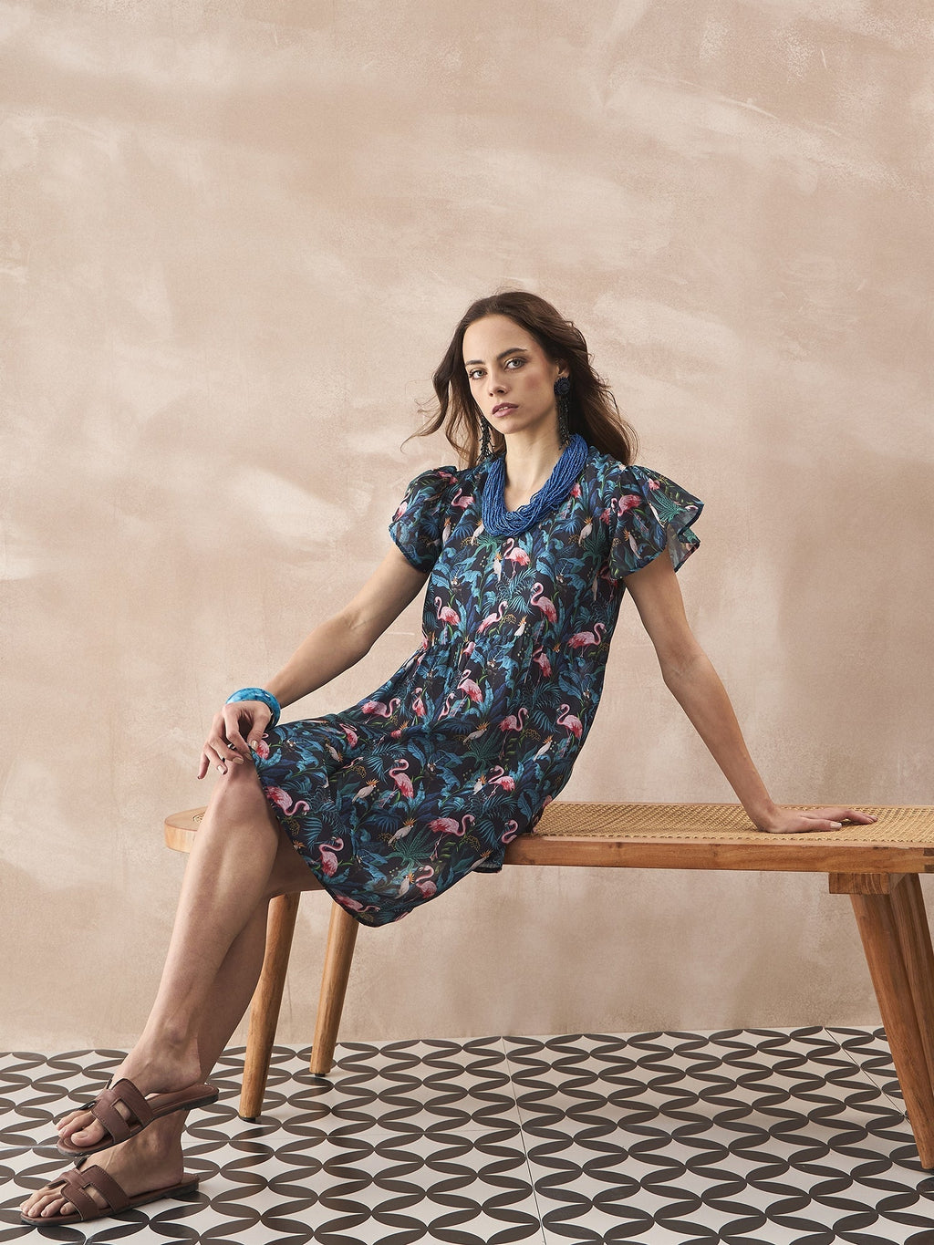 InWeave Black Swan Leaf Short Dress | Grocsy