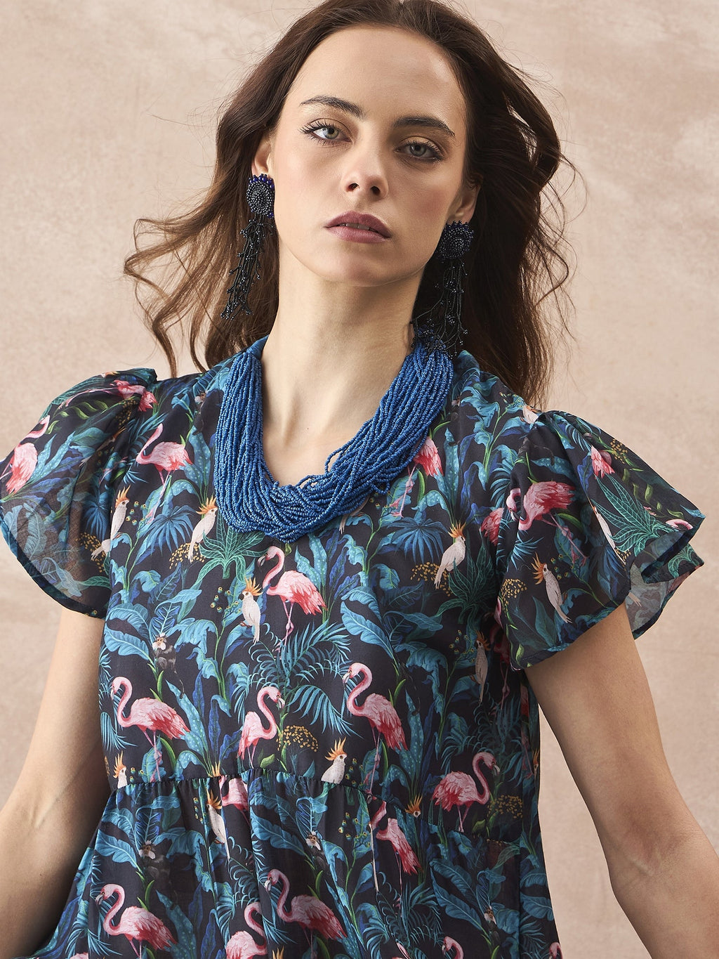 InWeave Black Swan Leaf Short Dress | Grocsy