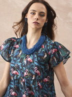 InWeave Black Swan Leaf Short Dress | Grocsy