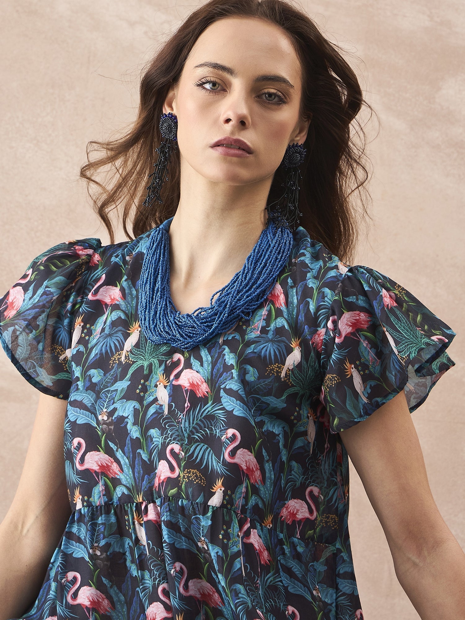 InWeave Black Swan Leaf Short Dress | Grocsy