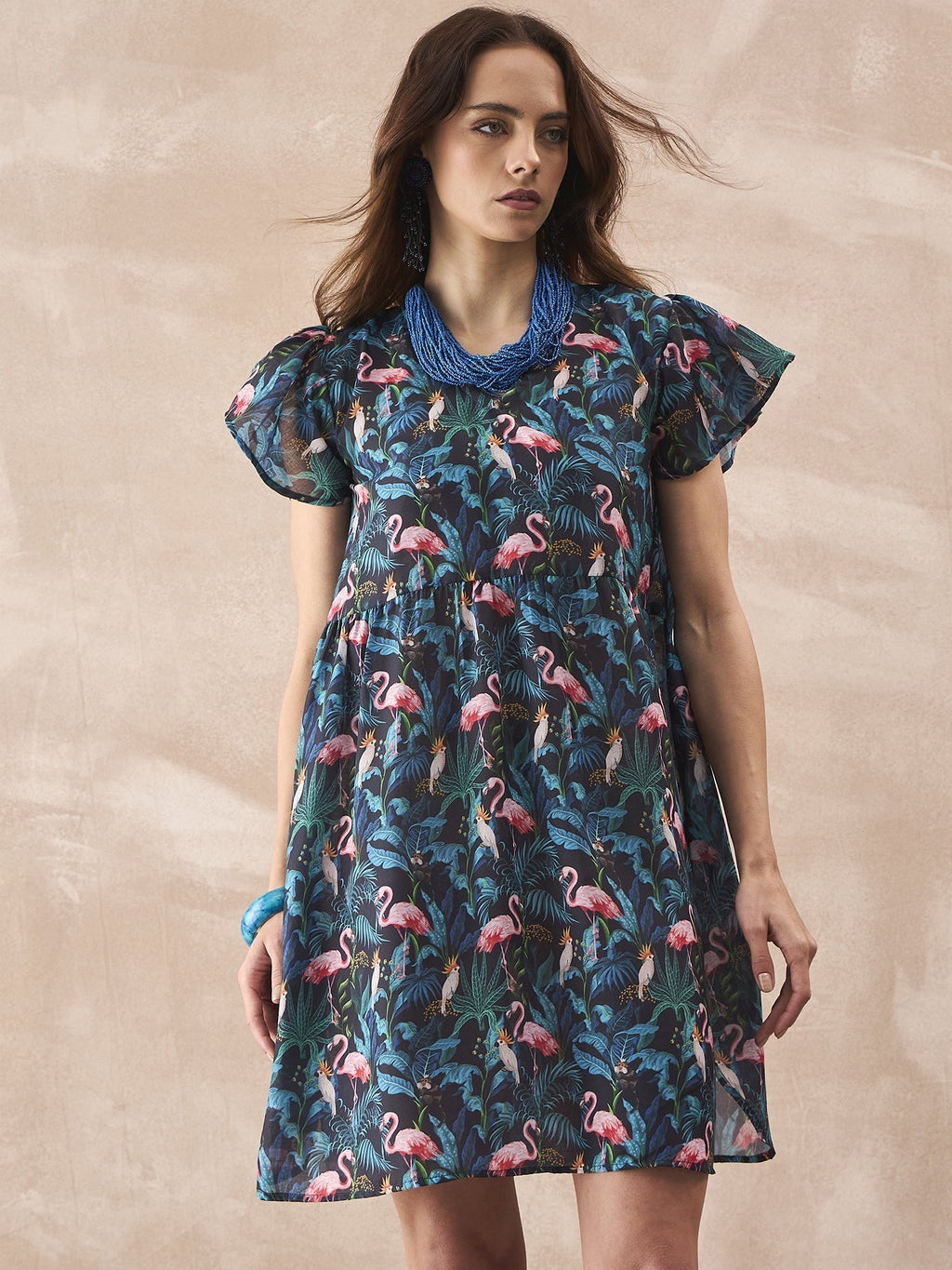 InWeave Black Swan Leaf Short Dress | Grocsy