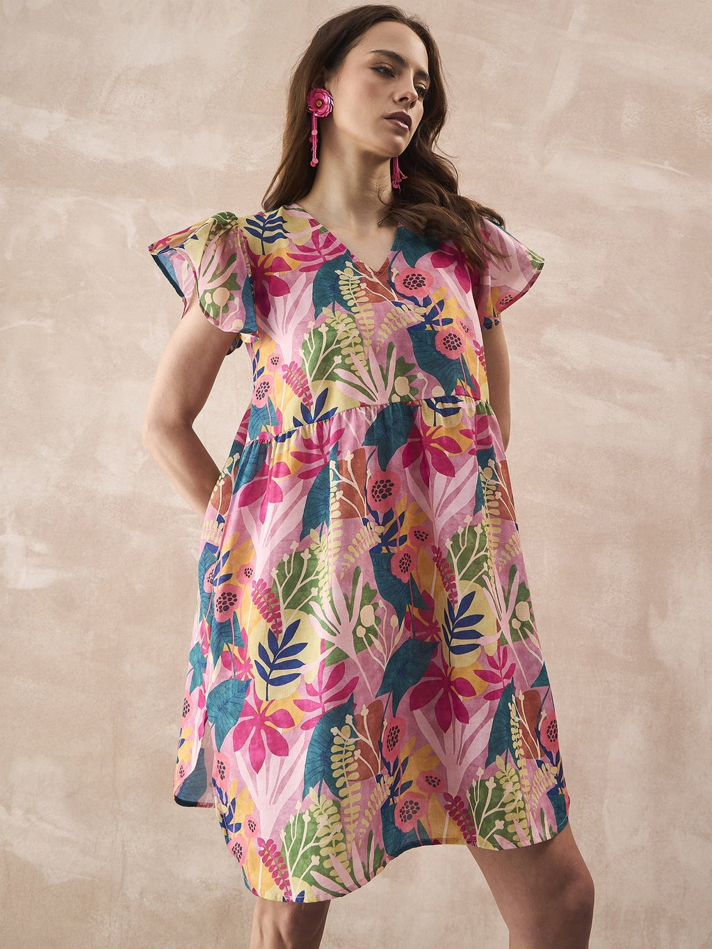 InWeave Leaf Multi Short Dress | Grocsy