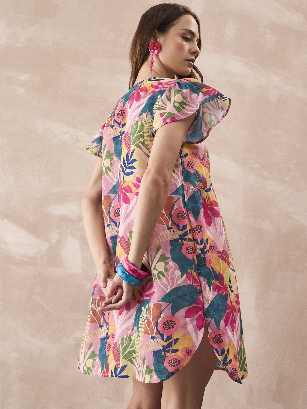 InWeave Leaf Multi Short Dress | Grocsy