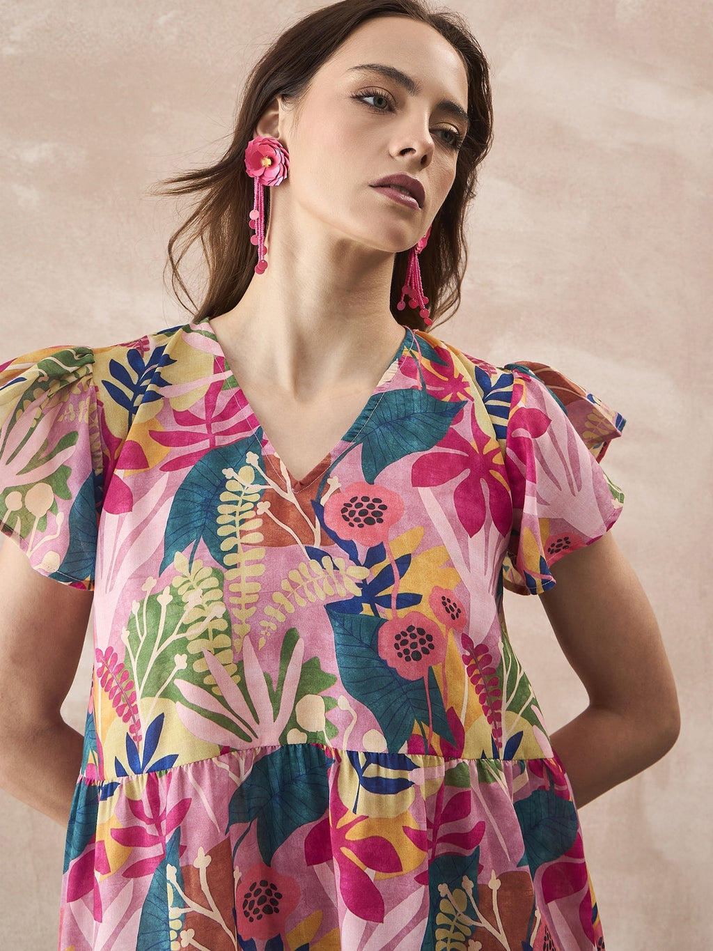 InWeave Leaf Multi Short Dress | Grocsy