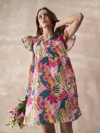 InWeave Leaf Multi Short Dress | Grocsy