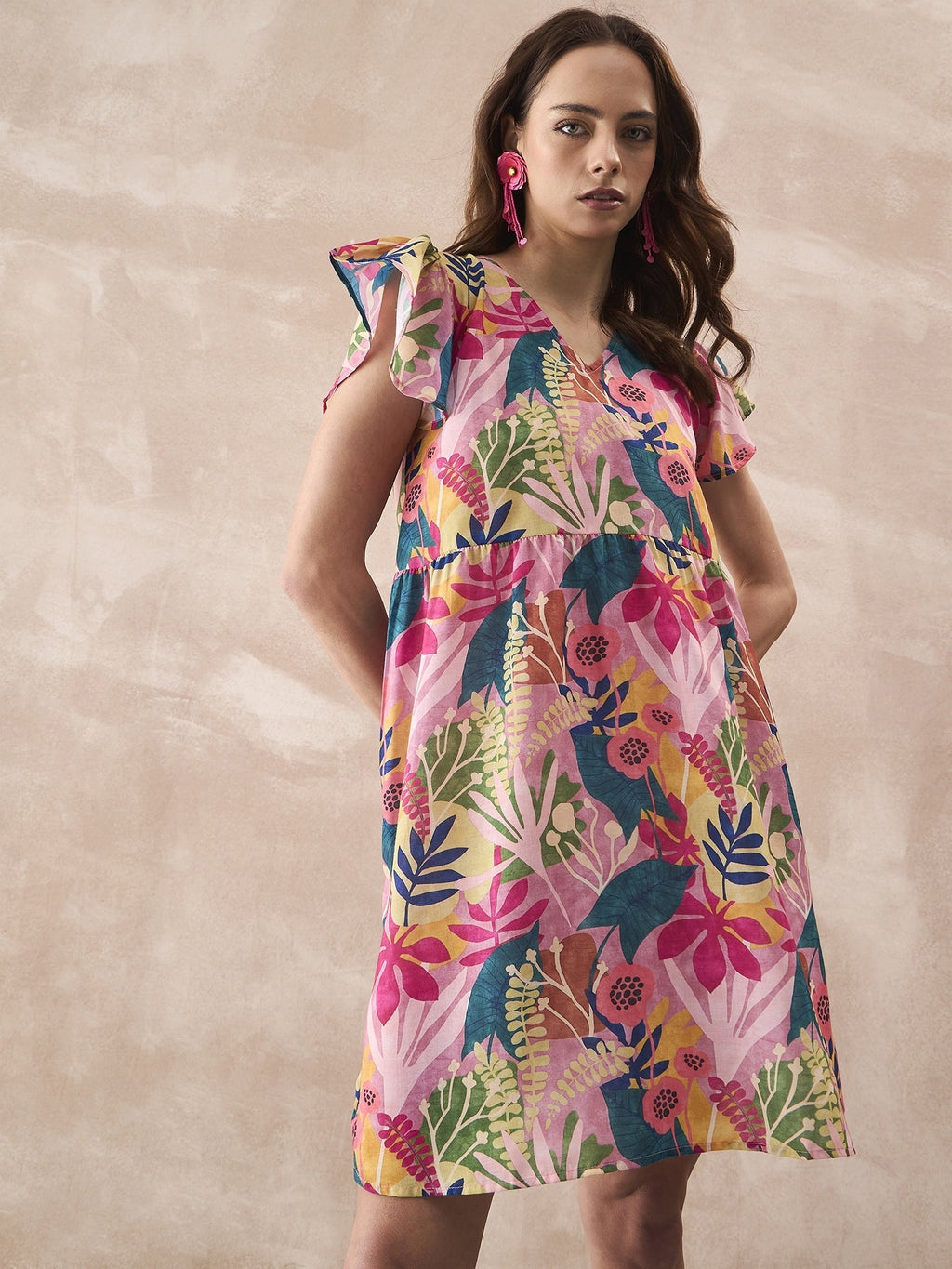 InWeave Leaf Multi Short Dress | Grocsy