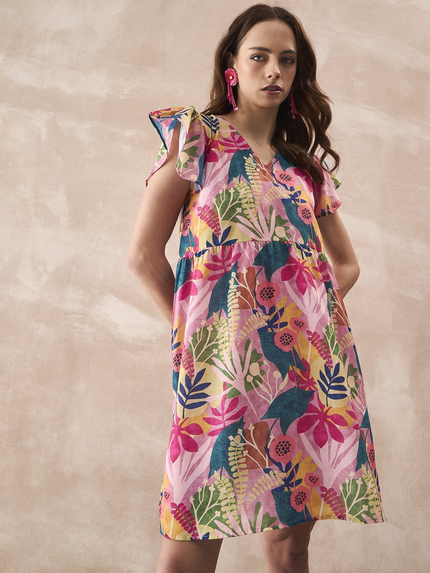 InWeave Leaf Multi Short Dress | Grocsy