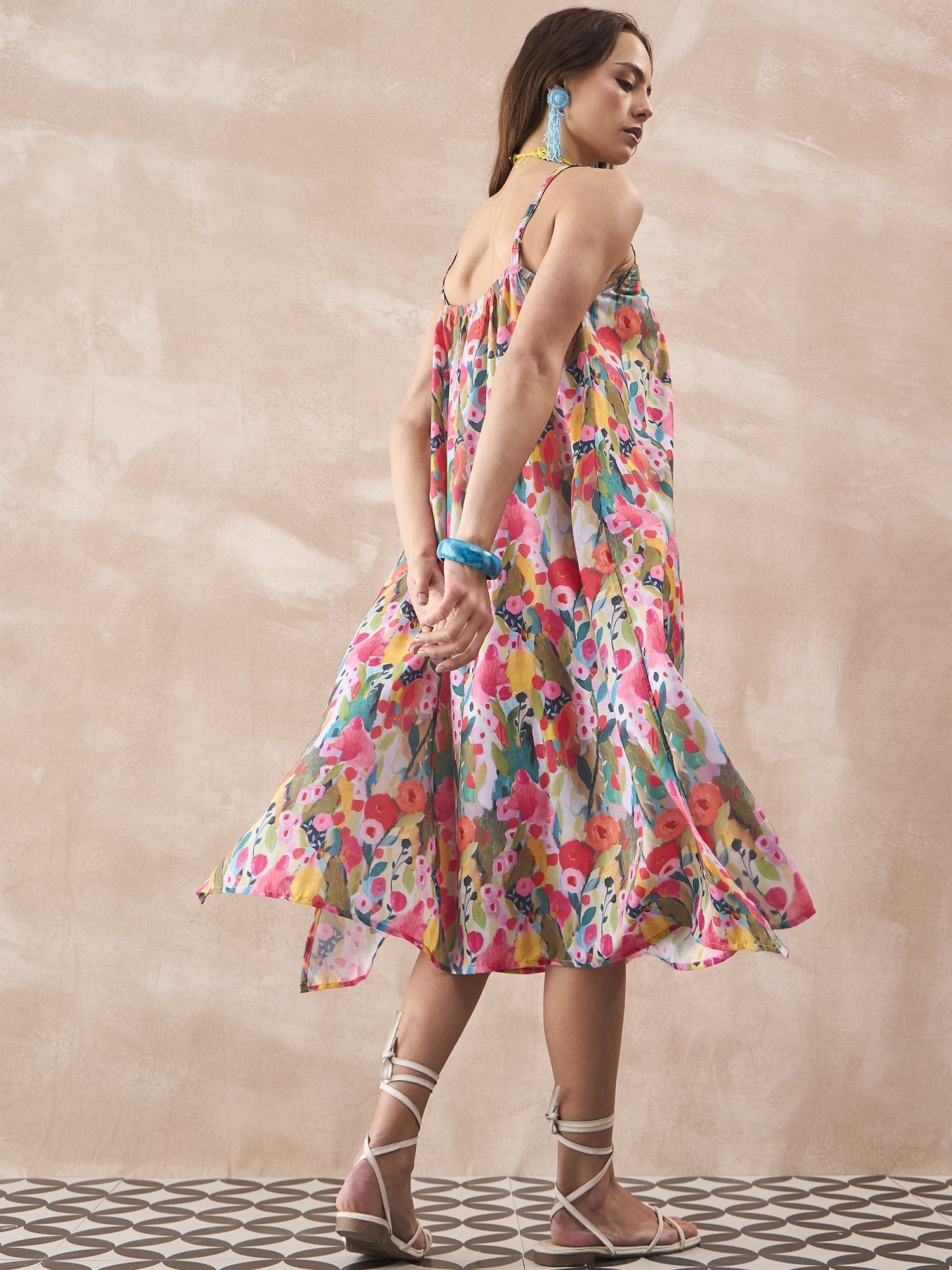 InWeave Multi Flower Strappy Dress | Grocsy