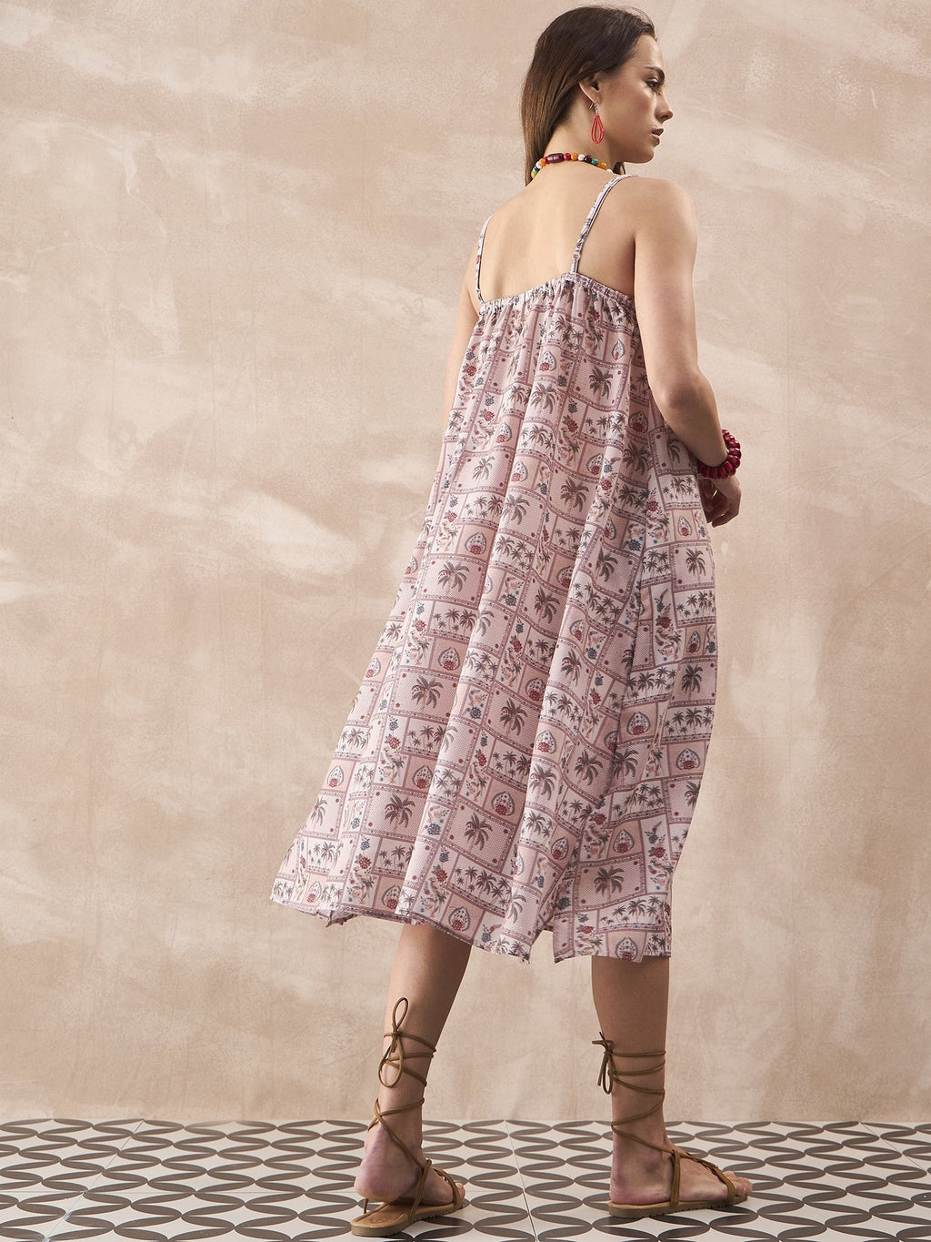 InWeave Ivory Tree Parrot Strappy Dress | Grocsy