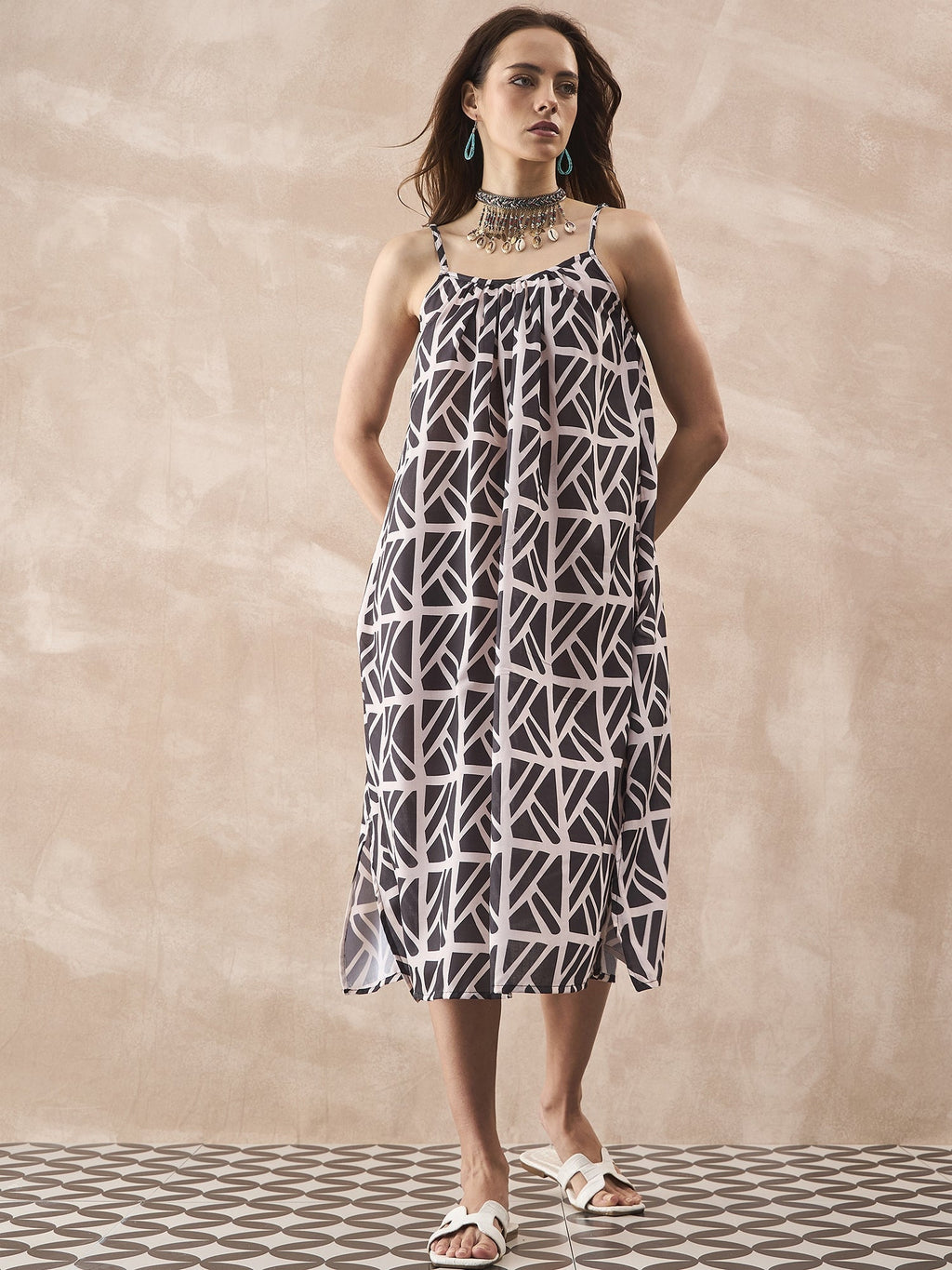 InWeave Black Ivory Strappy Dress | Grocsy