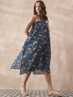 InWeave Black Swan Leaf Strappy Dress | Grocsy