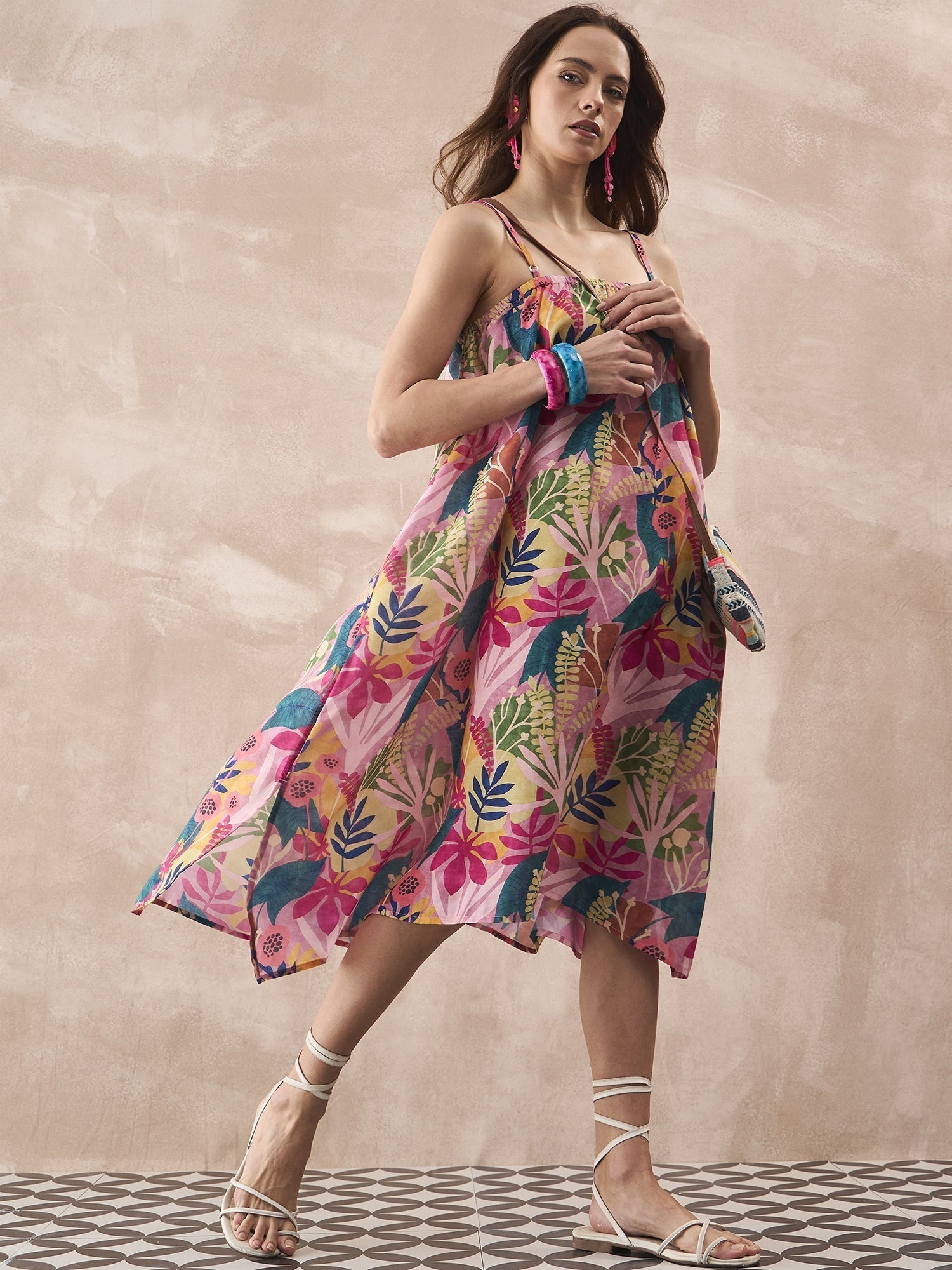 InWeave Leaf Multi Strappy Dress | Grocsy