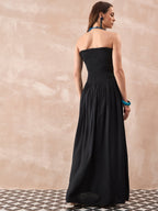 InWeave Black Solid Off Shoulder Dress | Grocsy