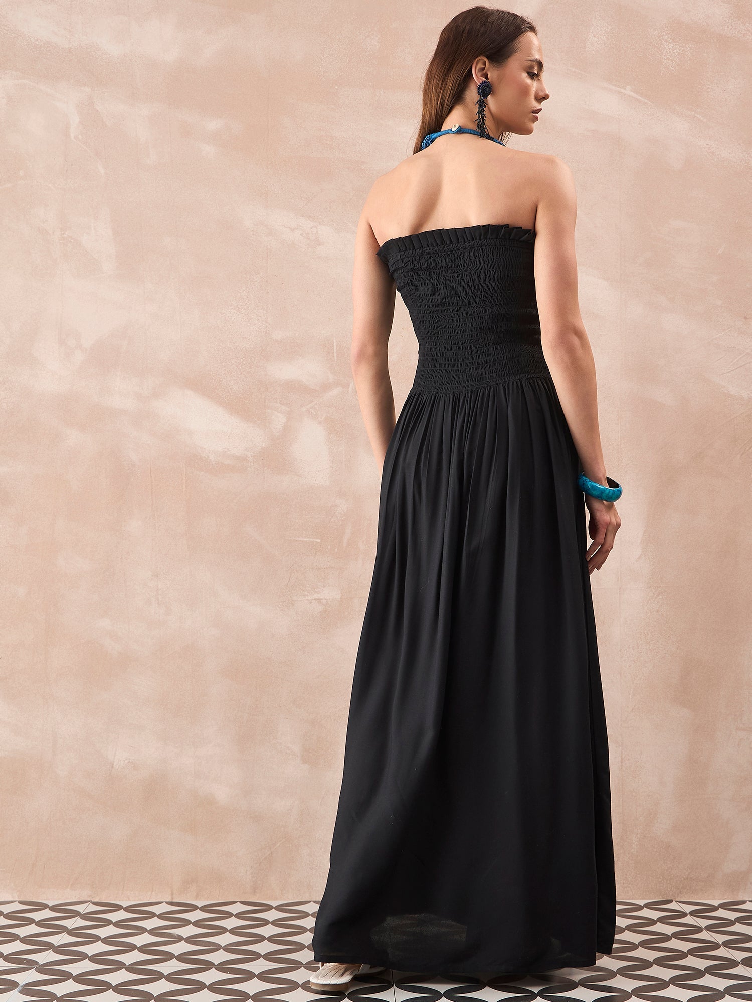 InWeave Black Solid Off Shoulder Dress | Grocsy