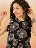 InWeave Black Beige Swril Short Dress | Grocsy