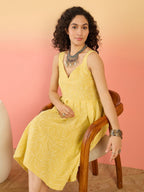 InWeave Light Yellow Rubber Sweetheart Dress | Grocsy