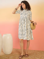 InWeave White Black Rubber Collar Dress | Grocsy