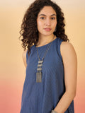 InWeave Blue Kantha R Neck W/S Dress | Grocsy