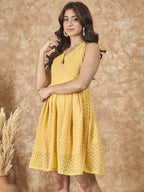 InWeave Yellow Georgette Backless Dress | Grocsy