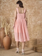 InWeave Peach Georgette Sweetheart Dress | Grocsy