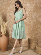 InWeave Mint Green Georgette Sweetheart Dress | Grocsy