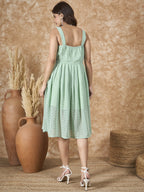 InWeave Mint Green Georgette Sweetheart Dress | Grocsy