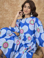 InWeave Blue White Flower Short Dress | Grocsy