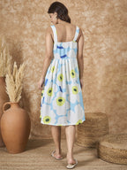 InWeave Sky Blue Big Print Sweetheart Dress | Grocsy