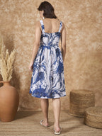 InWeave Navy White Tie Dye Sweetheart Dress | Grocsy