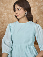 InWeave Sky Blue Chiffon Short Dress | Grocsy
