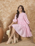 InWeave Pink Chiffon Short Dress | Grocsy
