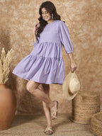 InWeave Lavender Chiffon Short Dress | Grocsy