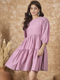 InWeave Mulberry Pink Chiffon Short Dress | Grocsy