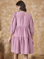 InWeave Mulberry Pink Chiffon Short Dress | Grocsy
