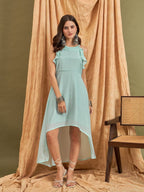 InWeave Sky Blue Chiffon Frill Dress | Grocsy