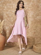 InWeave Pink Chiffon Frill Dress | Grocsy