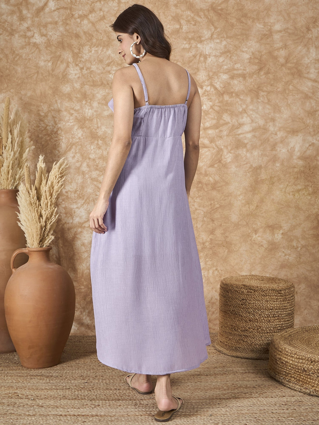 InWeave Lavender Chiffon Frill Dress | Grocsy
