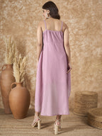 InWeave Mulberry Pink Chiffon Frill Dress | Grocsy