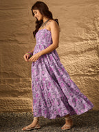 InWeave Lavender Floral Tiered Dress | Grocsy