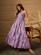InWeave Lavender Floral Tiered Dress | Grocsy