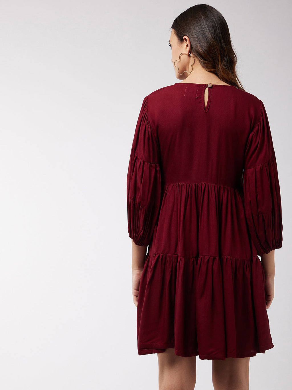 InWeave Women's Barn Red Flared Short Dress | Grocsy