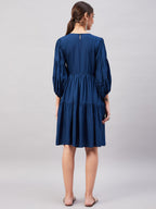 InWeave Teal Blue Flared Dress | Grocsy