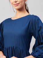 InWeave Teal Blue Flared Dress | Grocsy