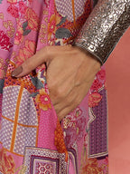 InWeave Pink Window Print R Neck Dress | Grocsy