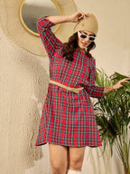 InWeave Red Green Check Dress | Grocsy
