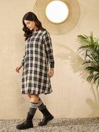 InWeave Black Beige Check Dress | Grocsy