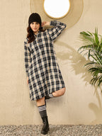 InWeave Black Beige Check Dress | Grocsy
