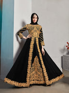 Monjolika Fashion Designer Real Georgette With Embroidered Pakistani Anarkali Suits In Black Color | Grocsy