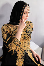 Monjolika Fashion Designer Real Georgette With Embroidered Pakistani Anarkali Suits In Black Color | Grocsy