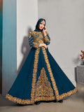 Monjolika Fashion Designer Real Georgette With Embroidered Pakistani Anarkali Suits In Teal Color | Grocsy